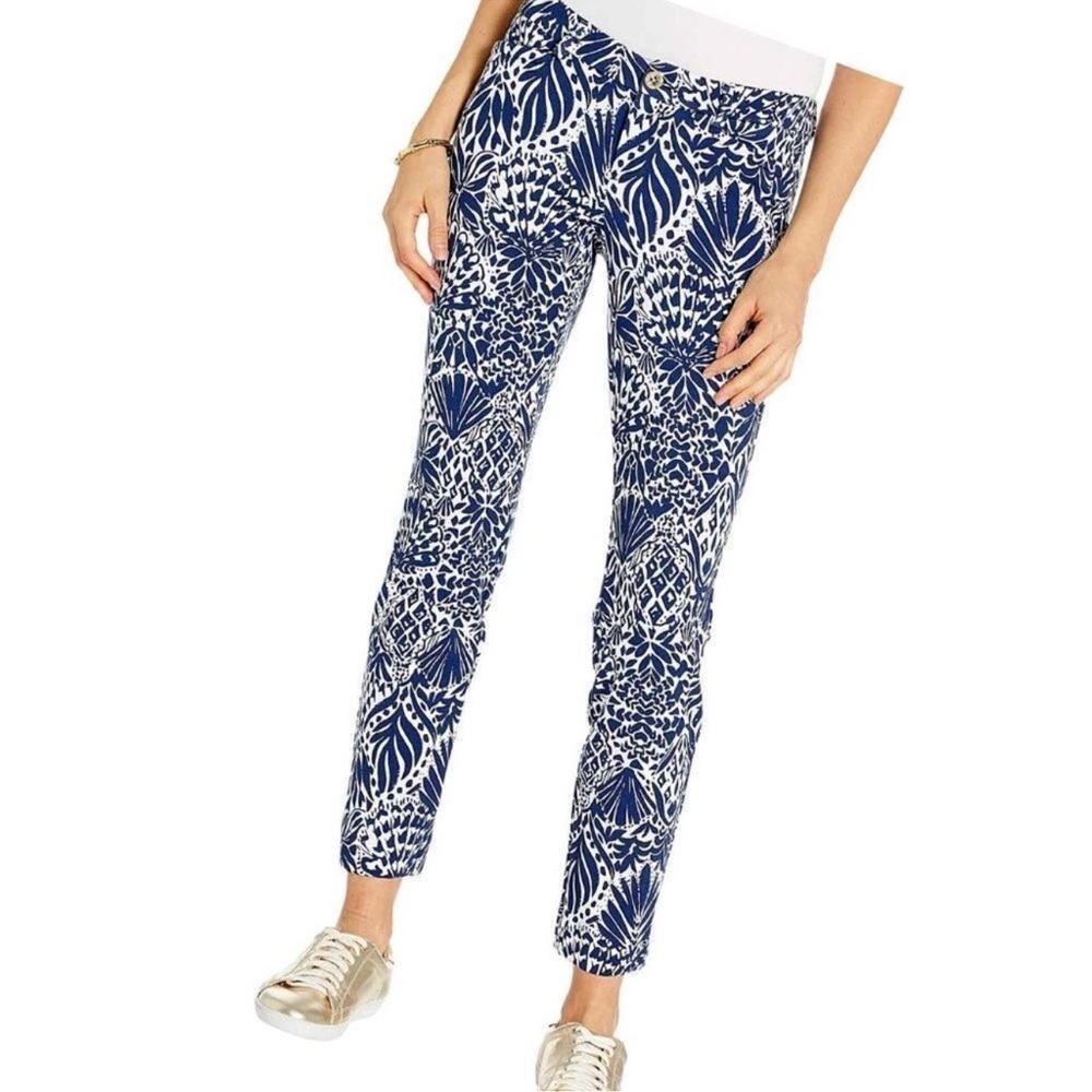 Lilly Pulitzer Navy and White Patterned Pants